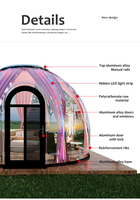 Dôme en polycarbonate à prix réduit pour une durée limitée, dôme transparent en mousse préfabriqué, dôme de location extérieur avec salle de bain