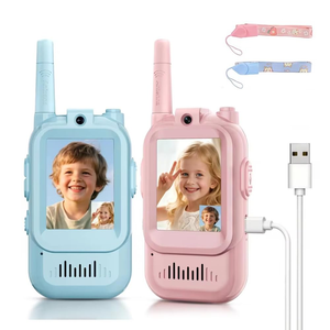 Walkie-Talkie para Niños con Banda Aérea, Recargable, a Prueba de Explosiones, Resistente al Agua IP43/IPX5, Pantalla a Color de 2.0 Pulgadas, 2.4G - Product Image 1