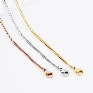 Trendy Gold Plated Jewelry Cuban Link Curb Chain18k Gold Plated Necklace Stainless Steel Accessories 1.0mm-10mm size Optional