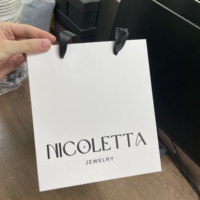 Custom Biodegradable Recycled Laminated Paperboard Luxury Gift Shopping Bags Screen Printed Business Name Jewelry Packaging