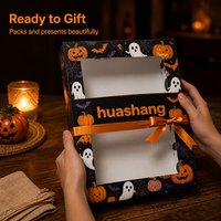 Boîte en papier tendance et écologique en matériaux recyclés avec gaufrage, sac d'Halloween pour chapeaux et produits d'Halloween