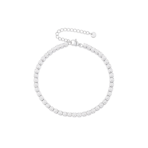 Amy Amy <b>Anklet</b> 925 <b>Silver</b> Rhodium Plated Crystal Rhinestone Round Brilliant Cut Classic Style Women's Everyday Wear - Product Image 3