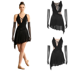 Womens Ballroom Dance Practice Clothes Lyrical Dance Dress Gloves Dancewear Competition Performance Figure Skating Gymnastics - Product Image 2