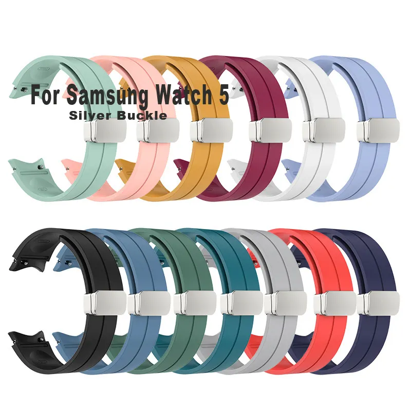 Magnetic Buckle Original Silicone Strap for Samsung Galaxy Watch 5 Pro 45mm 4 Classic 42mm 46mm Galaxy Watch 5 4 44mm 40mm Band