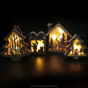 2019 neue produkte led Holz dekorationen Weihnachten baum aufhänger ornamente glow in <span class=keywords><strong>the</strong></span> dark tisch dekoration - Product Image 4