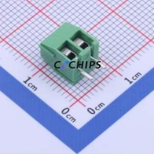 DG350-3.5-02P-14-00A(H) Screw Terminal Block Through hole Component (THT),P=3.5mm Connector 1x2P 3.5mm Green Through Hole - Product Image 1
