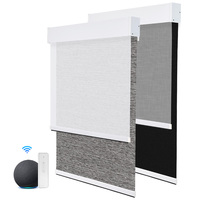Cortinas Personalizadas de Doble Capa con Estampado y Persianas Enrollables Motorizadas con Control Remoto, Aptas para Oficinas y Hoteles