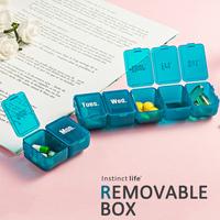 Boîte à pilules portable en plastique à 7 compartiments, boîte à pilules hebdomadaire pour les voyages, boîte à médicaments hebdomadaire, organiseur de rangement pour pilules