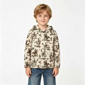 Vêtements d'automne pour bébés garçons et tout-petits : Combinaisons à capuche et hauts personnalisés, style cowboy du Sud-Ouest, vente en gros, collection Brothers - Product Image 3