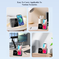 Support de charge sans fil 15W personnalisé avec logo, horloge et thermomètre, support de téléphone à double bobine pour bureau et table de nuit