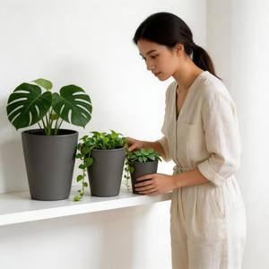 Macetas y Jardineras de Cerámica Pequeñas y Duraderas, Ecológicas, Harvit HYFP-03, Macetas de Cerámica Antiguas Grises para Interiores/Exteriores - Product Image 5