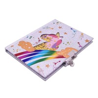 Journaux à paillettes de licorne en vrac OEM - A5 Journal de verrouillage avec couverture de dessin animé à 2 touches et pages étanches quantité minimale de commande bas