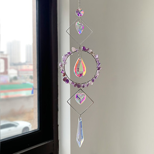 Attrape-soleil en cristal naturel, créateur d'arc-en-ciel, cercle de cristal suspendu avec prisme décoratif, arc-en-ciel - Product Image 1
