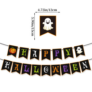 Bannière décorative noire HAPPY HALLOWEEN avec panneau citrouille pour décoration intérieure et extérieure, cheminée, fête à thème Halloween - Product Image 6