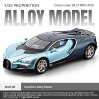 Modèle de supercar Bugatti Tourbillon en alliage de zinc à l'échelle 1:24, avec son et lumière, portes ouvrables, jouet de collection à rétrofriction