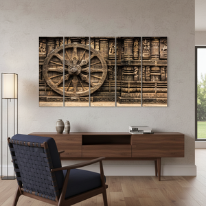 Toile imprimée : Art mural Chakra du Temple du Soleil de Konark, LOT DE 5 TOILES - Product Image 3