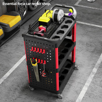 Chariot à outils mobile pliable à 3 niveaux, avec porte-gobelets amovibles, bacs latéraux, chariot utilitaire robuste en PP, capacité de 150 kg