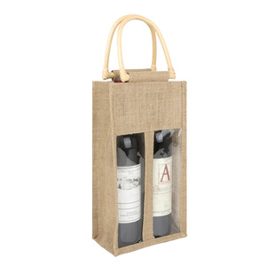 Jute Wine Bottle Bag 2 Bottles Rectangle Eco-Friendly Gift Packaging - Product Image 4