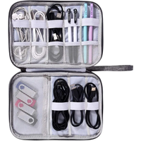 Sac de rangement portable personnalisé pour câbles de voyage, pochette multi-compartiments pour chargeurs et cordons électroniques avec sangle de transport