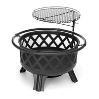 Brasero rond en acier pour bois, poêle chauffant d'intérieur, brasero d'extérieur pour jardin, camping, pique-nique, idéal pour barbecue au charbon et feu de camp