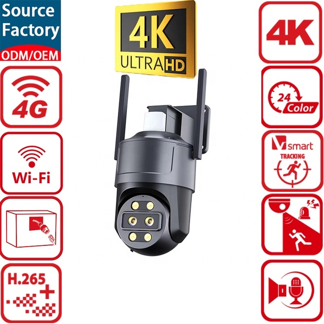 4K 8MP Dual Lens PTZ IP Camera Outdoor 10X Zoom 5GHz Dual Band WiFi Wireless Security Camera Auto Tracking Color Night Vision