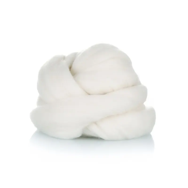 Tops de lana de oveja para spinning, tops de lana blanca natural de la mejor calidad, 58s, 75mm, venta al por mayor