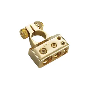 2GA 4GA 8GA Positive Negative Set Gold Tone Metal Screw Heavy-duty Battery Terminal Car Audio Batter Terminal