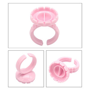 100pcs Plastic Eyelash Glue Rings Flower Cup Pink Blue <b>Adhesive</b> Holder <b>Lash</b> Extension Tool - Product Image 1