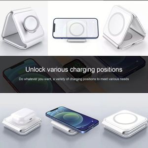 Hot Selling Foldable 15w Fast Magnetic 3 in 1 <b>Wireless</b> Charger Station for Mobile Phone Fast Charging Desktop Charger Stand - Product Image 4
