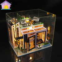 Hongda M903Z Houguang Studio Mini Maison de Poupées en Bois DIY Maison de Poupées Miniature Kit de Maison de Poupées avec Housse Anti-poussière