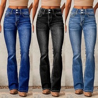 Pantalon évasé slim pour femme 2026, style européen et américain, taille mi-haute, double boutonnage, jean stretch délavé vintage