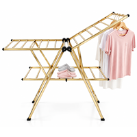 Séchoir à linge métallique autoportant pliable à ailes, grande capacité, pour intérieur et extérieur
