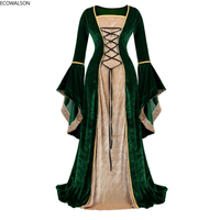 Robe en velours de luxe irlandaise Renaissance pour femmes, robe longue médiévale victorienne, robe de soirée rétro, costume de cosplay d'Halloween, taille plus