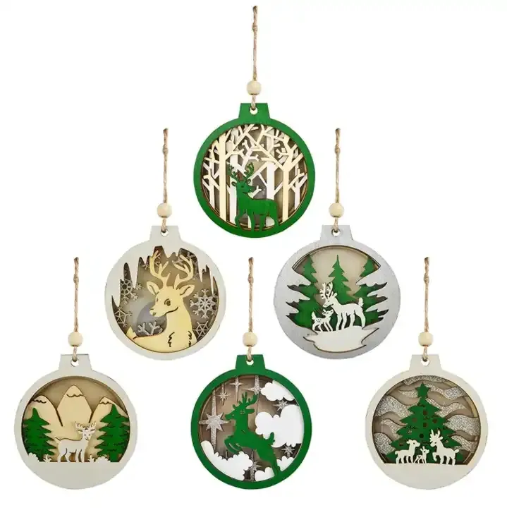 Ornamenti del paese delle meraviglie invernali ciondolo in legno di renna appeso in legno di natale fai da te vuoto per decorazioni per l'albero di natale