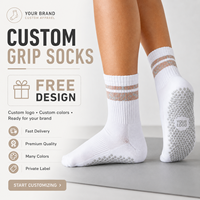 Chaussettes de yoga antidérapantes en coton pour femmes, personnalisables avec logo, pour Pilates, sport et fitness