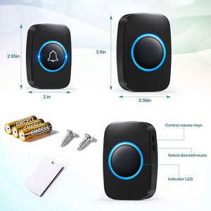 Sonnette sans fil étanche A10, portée 300m, sonnette de porte intelligente pour la maison, écran LED, matériau ABS, installation facile 1 - Product Image 4