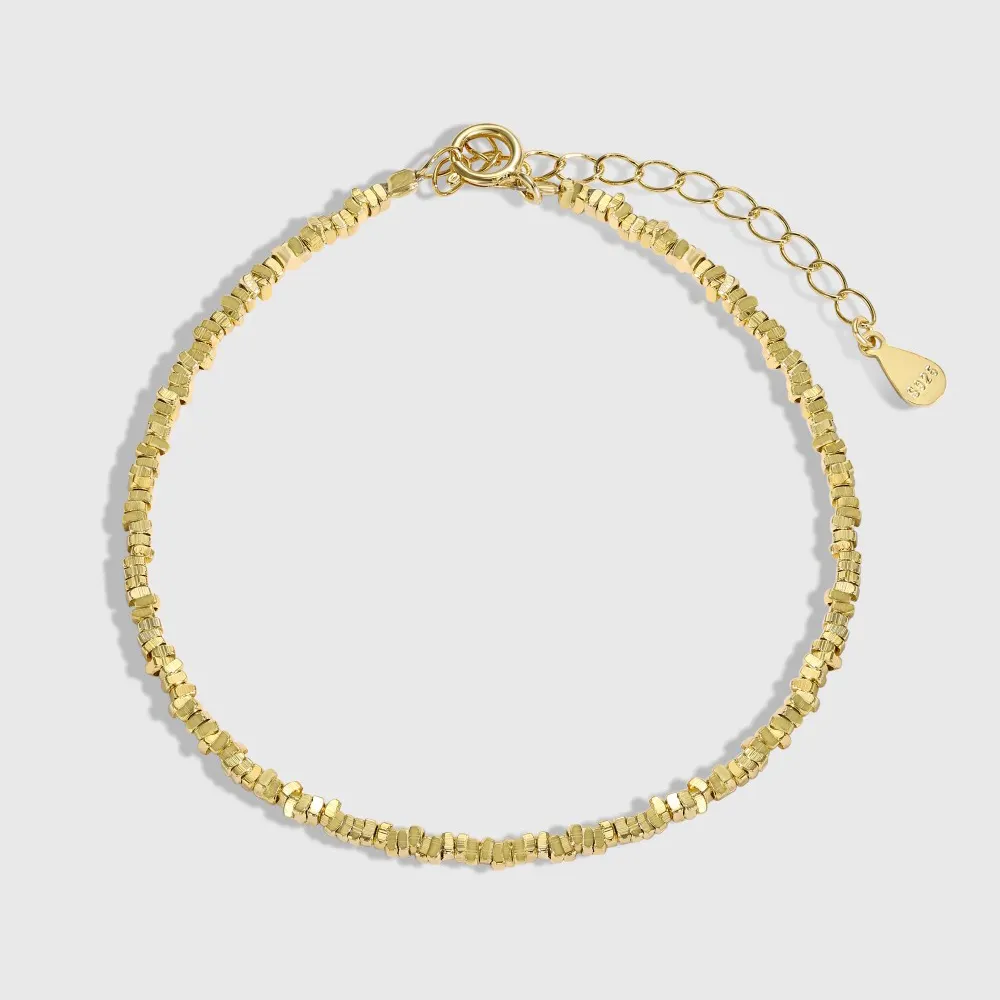 Dylam 2023 nuovo arrivo Trendy Design minimalista bracciale in argento Sterling 925 collegamento a catena braccialetti con perline placcati oro 18 carati da donna