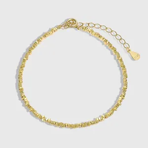 Dylam 2023 recién llegado diseño minimalista de moda pulsera de plata de ley 925 eslabón de cadena pulseras de cuentas chapadas en oro de 18 quilates para mujer