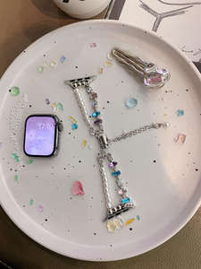 Bracelets de montre <span class=keywords><strong>pas</strong></span> <span class=keywords><strong>cher</strong></span> 40mm 41mm 45mm <span class=keywords><strong>Bracelet</strong></span> de montre réglable en acier inoxydable <span class=keywords><strong>Bracelet</strong></span> de montre pour femme avec perles de cristal colorées - Product Image 2