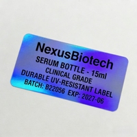 Etiqueta de Péptidos Personalizada de Transferencia Térmica con Adhesivo Permanente para Viales Inyectables de 30 ml