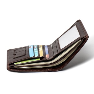 BOSHIHO New Arrival Short Custom Logo Genuine <b>RFID</b> Blocking Credit Card Holder <b>Wallets</b> Leather Men - Product Image 6
