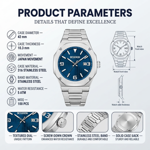 <span class=keywords><strong>Montre</strong></span> à quartz en acier inoxydable massif avec logo personnalisé <span class=keywords><strong>de</strong></span> <span class=keywords><strong>luxe</strong></span> pour hommes d'affaires, fabricant <span class=keywords><strong>de</strong></span> montres personnalisées, vente discrète, résistante à l'eau - Product Image 2