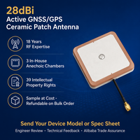 Antenne GPS/GNSS active interne en céramique à gain élevé 28dBi, fréquence 1560-1610 MHz, VSWR 1.9, polarisation RHCP, impédance 50