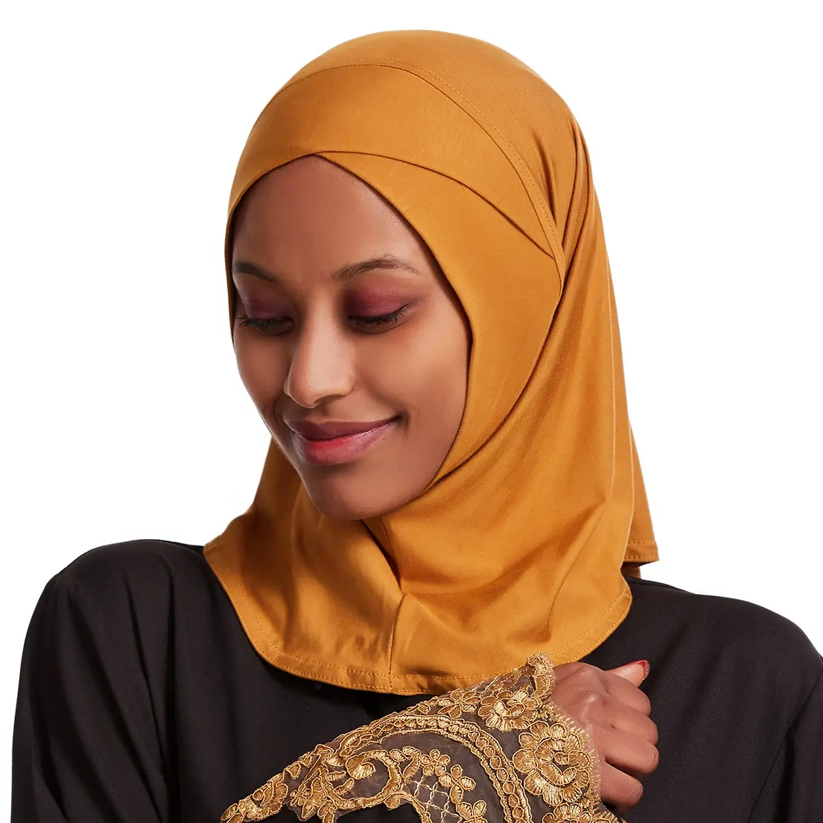 Venda da fábrica Cor Sólida Frente Cruzou Chapéu Turbante Árabe Islâmico Cachecol Hijab Muçulmano Oração Mulheres Modal Elástico Headwear