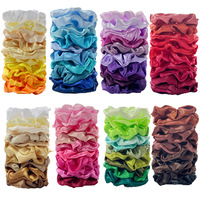 Lot de 10 chouchous élastiques en satin de couleurs unies, diamètre 10 cm, pour filles, accessoires pour cheveux