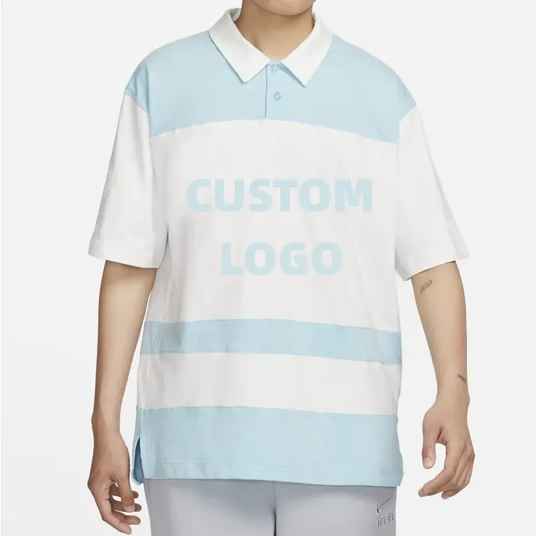 Высококачественная двухцветная рубашка-поло с вышивкой логотипом, уличная хлопковая рубашка-поло, мужские рубашки-поло на плечо