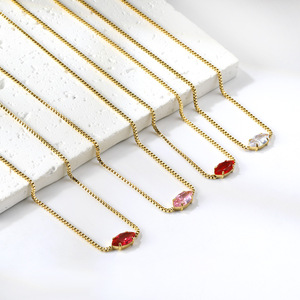 Collar de Cristal con Piedra de Corte Marquesa, Cadena de Oro, Colgante para Uso Diario, Joyería para Mujer - Product Image 1