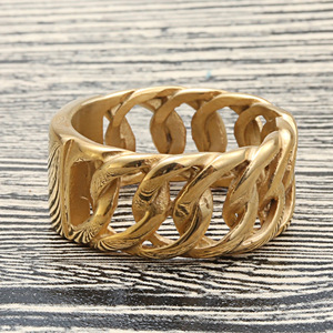 Anillo de Cadena Dorada para Hombre, Diseño Hueco, Estilo Punk Retro, Talla 27, Joyería de Moda, Regalo - Product Image 4
