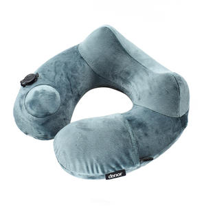 وسادة سفر محمولة قابلة للنفخ على شكل حرف U لقطارات السكك الحديدية فائقة السرعة والطائرات، متوفرة للمساعدة على النوم في مقاعد القطار الصلبة للرحلات الطويلة - Product Image 4