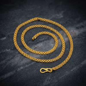 Collier chaîne popcorn plaqué or 14K, 18K, 24K en gros, colliers chaînes tendance, chaîne style popcorn en laiton au design moderne - Product Image 4